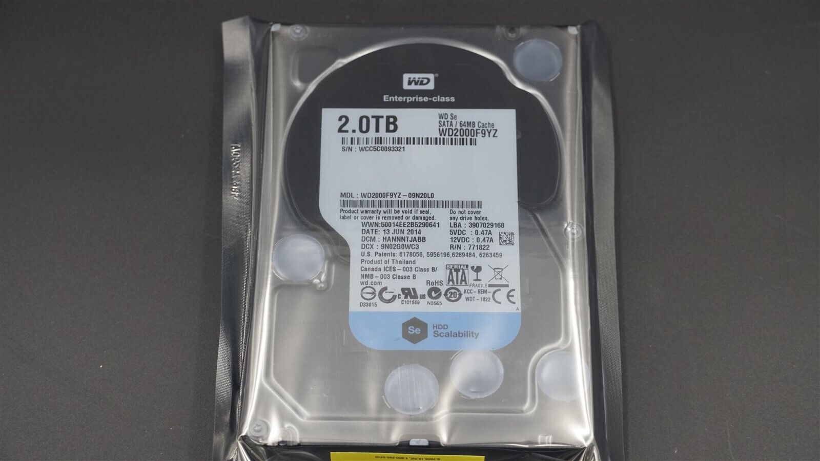 WD2000F9YZ WESTERN DIGITAL 2TB SATA III 7.2K 6GB/S 3.5" HARD DRIVE PC DESKTOP