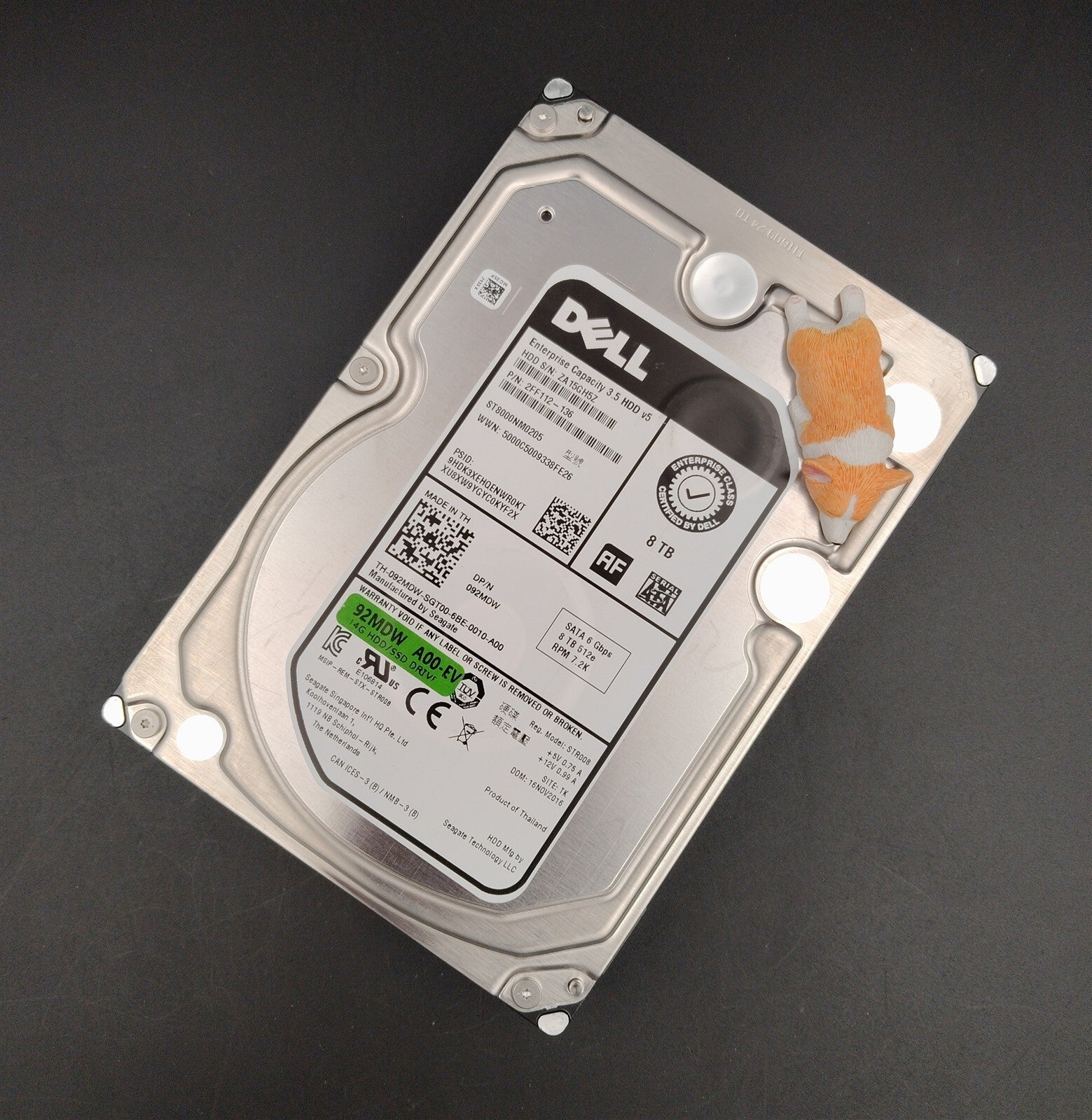 92MDW 092MDW ST8000NM0205 DELL SEAGATE 8TB 7.2K 6G 512E SATA 3.5" HARD DRIVE