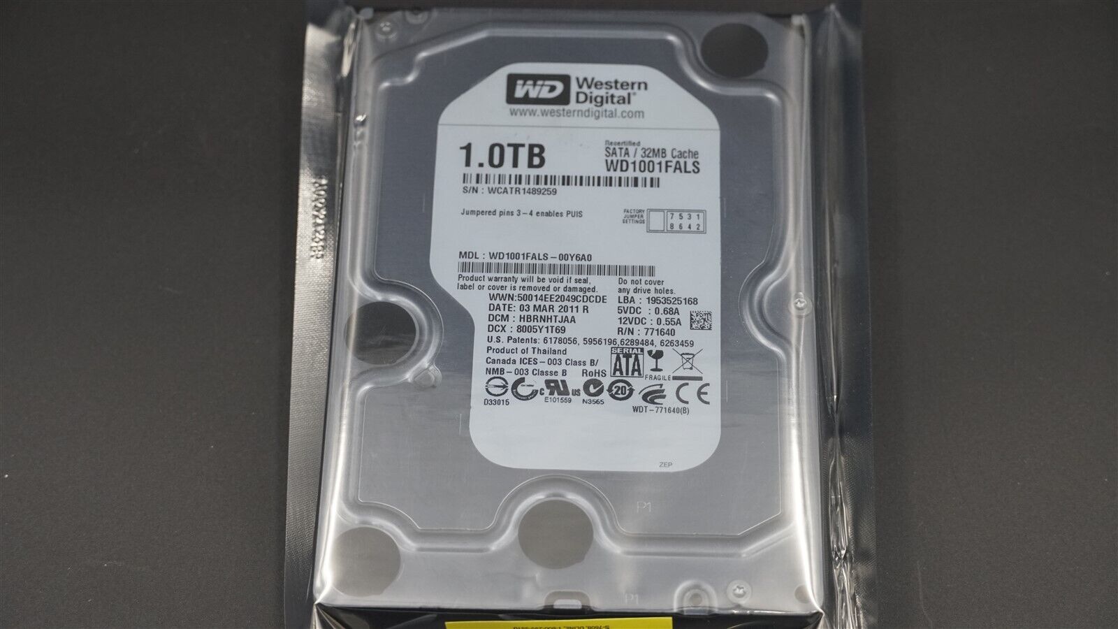 WD1001FALS WD WESTERN DIGITAL CAVIAR BLACK 1TB 7200RPM SATA III 3.5" INTERNAL HD