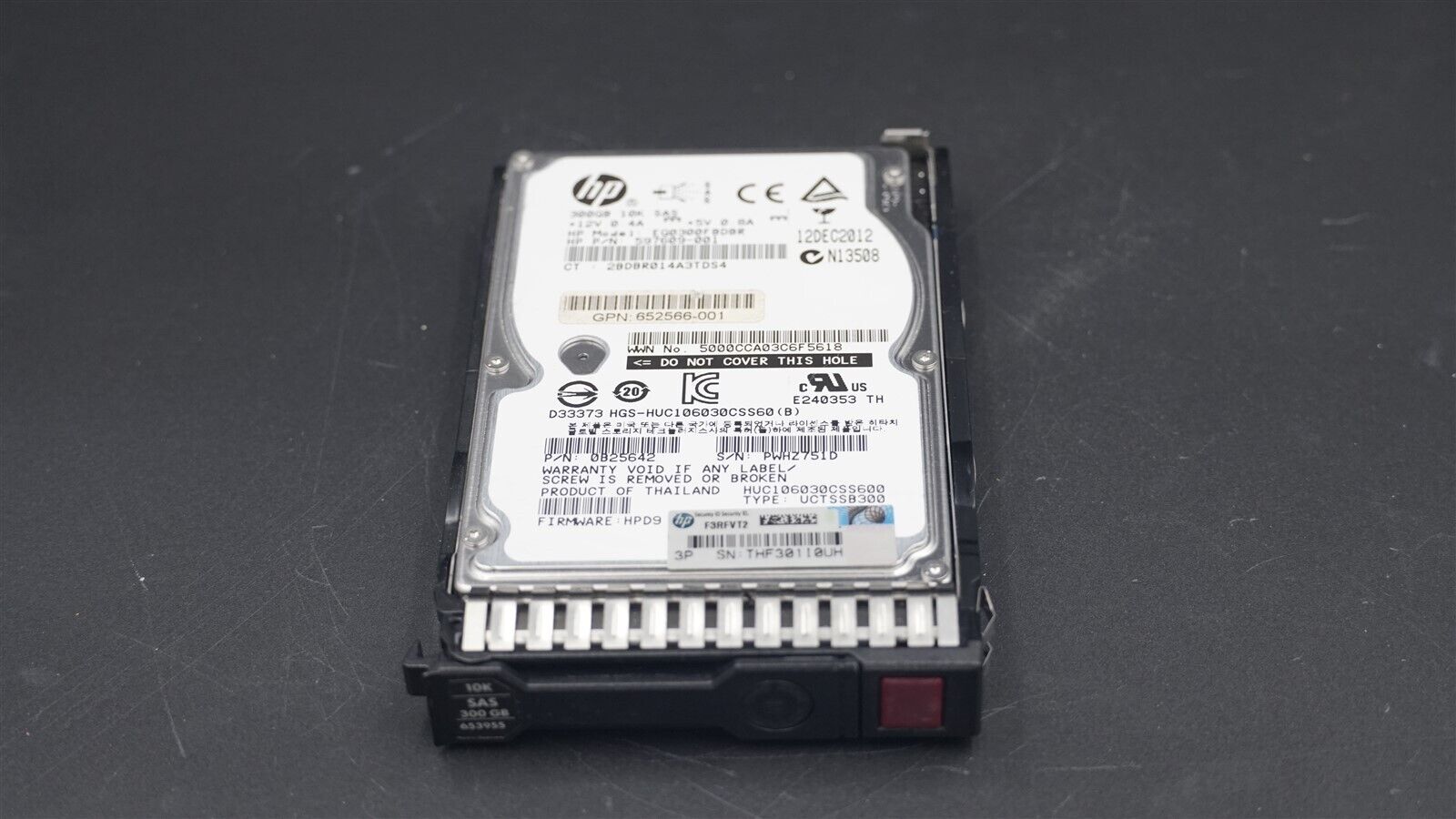 HPE 652564-B21 653955-001 652566-001 300GB 10K 6Gb/S 2.5" SAS HDD W/CADDY