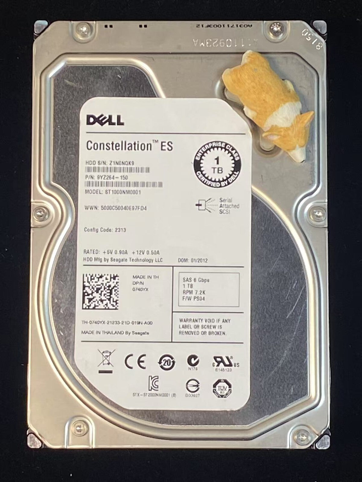 740YX DELL CONSTELLATION ES 1TB 7.2K 6G SAS 3.5" LFF HDD ST1000NM0001 0740YX