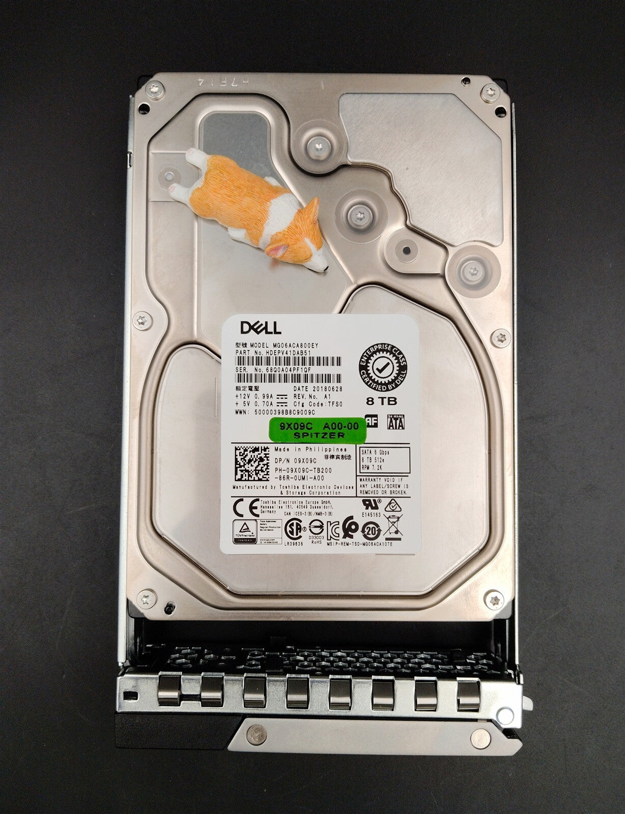 9X09C 09X09C MG06ACA800EY DELL 8TB 7.2K 6G 512E SATA 3.5" ENTERPRISE HDD W/X7K8W