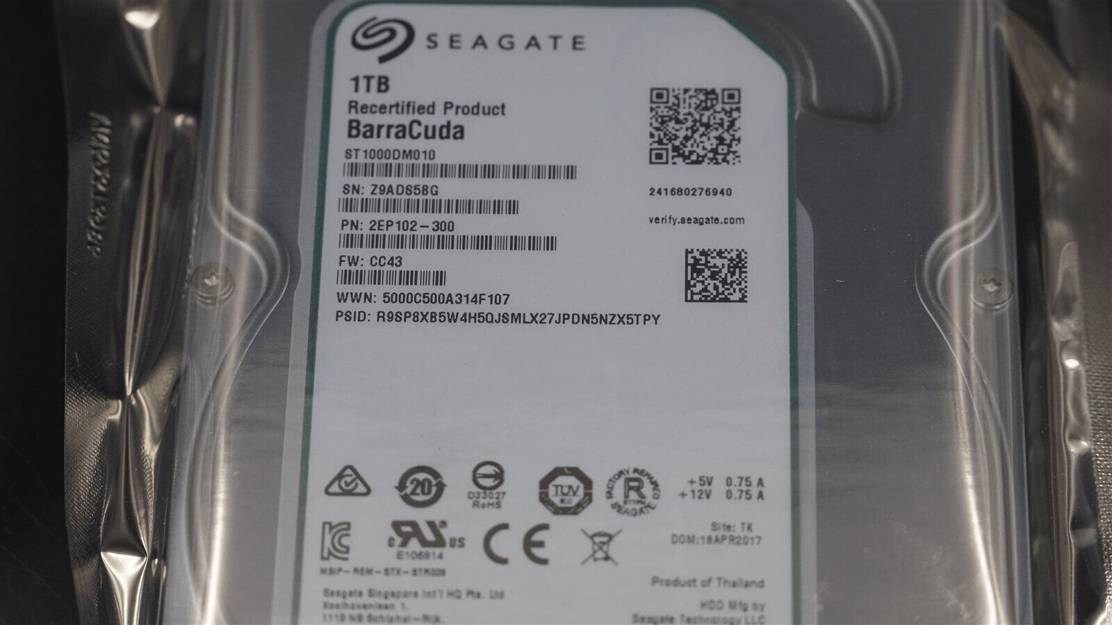 ST1000DM010 SEAGATE BARRACUDA 1TB SATA III 7.2K 3.5" HARD DRIVE