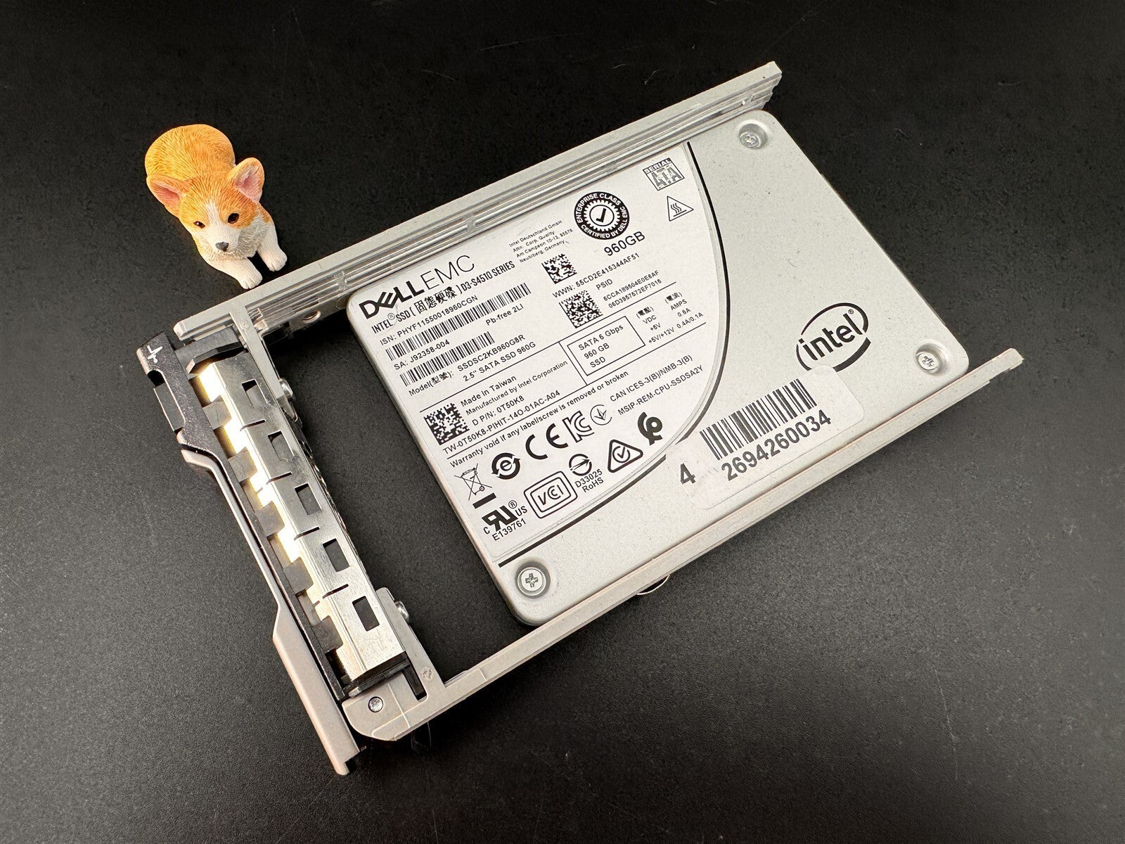 T50K8 0T50K8 DELL ECM 960GB SATA SSD 2.5" 6GBPS INTEL SSDSC2KB960G8R W/ G176J
