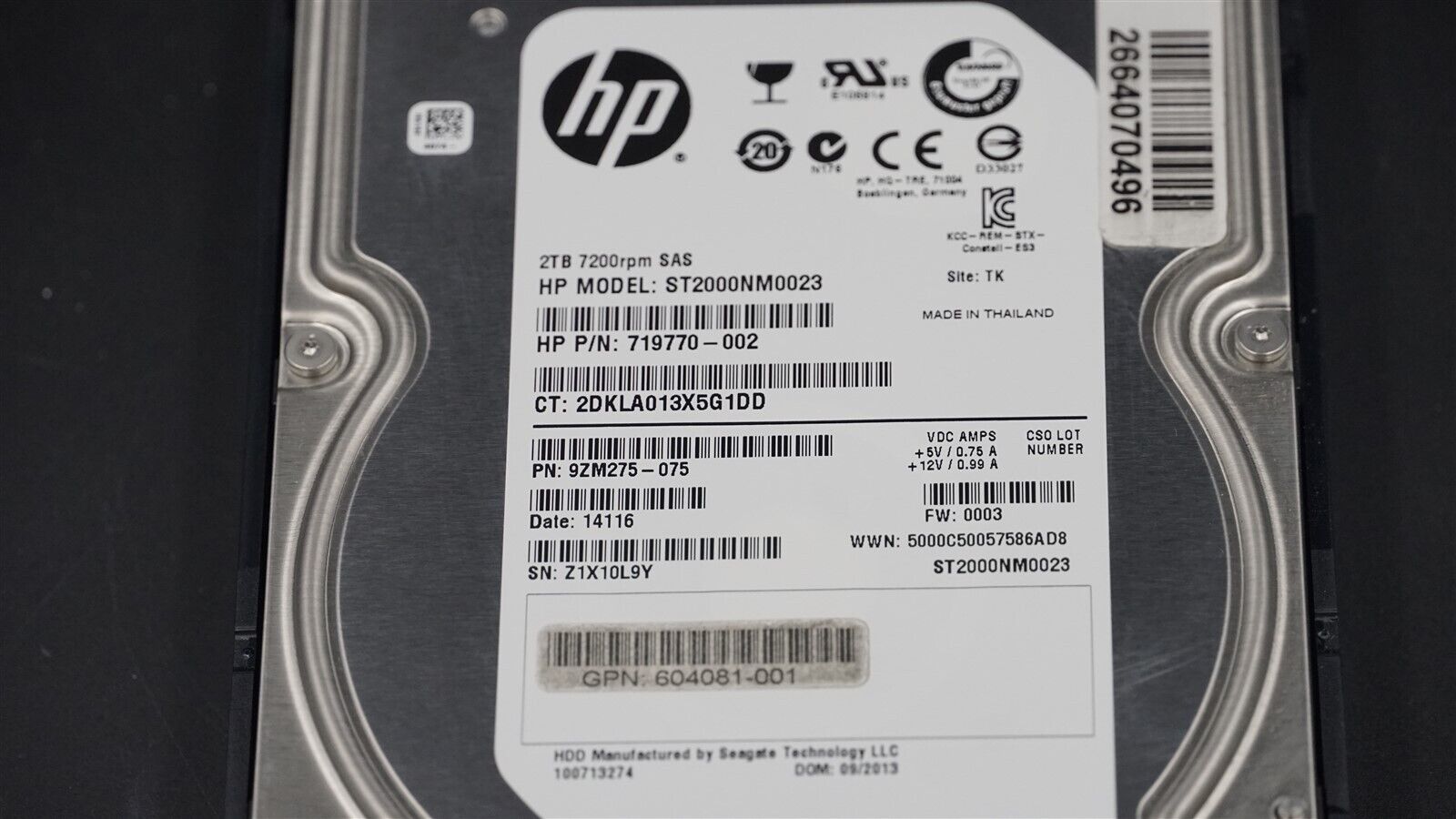 HPE 604081-001 605475-001 AW555A 604091-001 606228-002 2TB 7.2K 6Gb/S 3.5 SAS HD