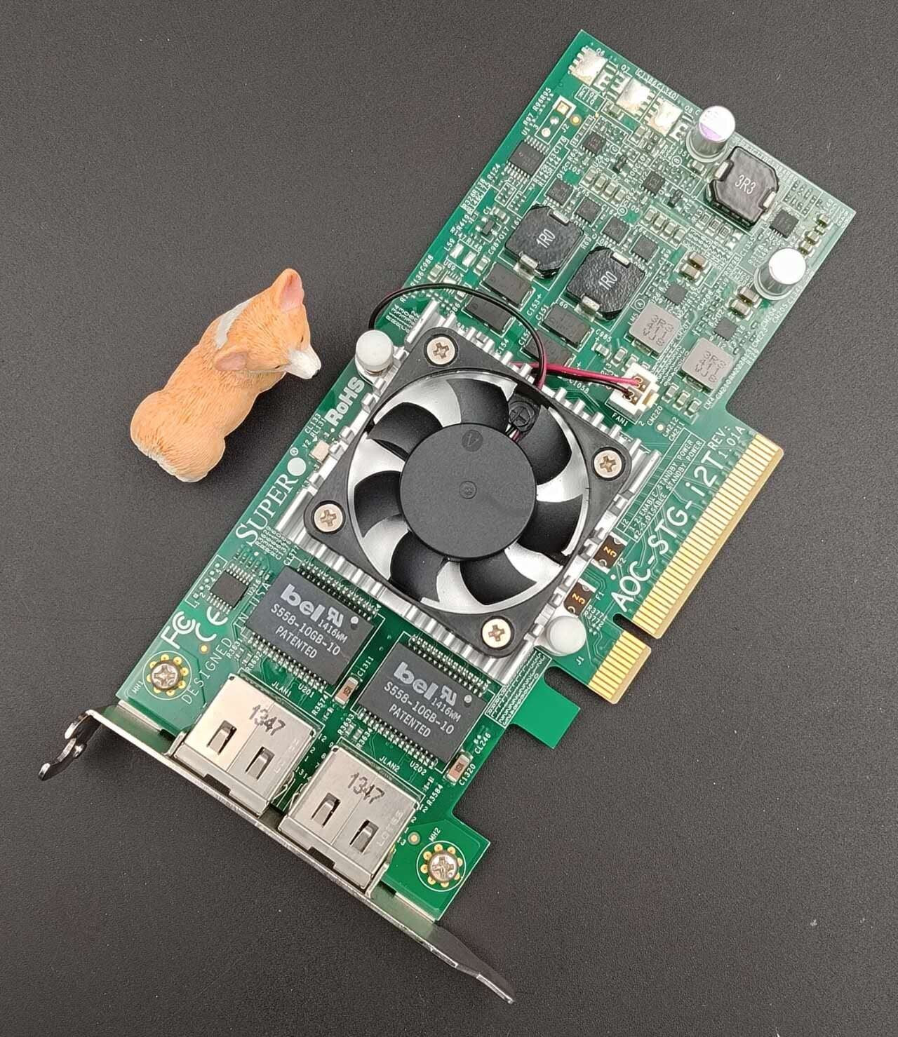AOC-STG-i2T SUPERMICRO DUAL PORT 10GBASE-T RJ-45 INTEL X540 NIC V1.01A LOW