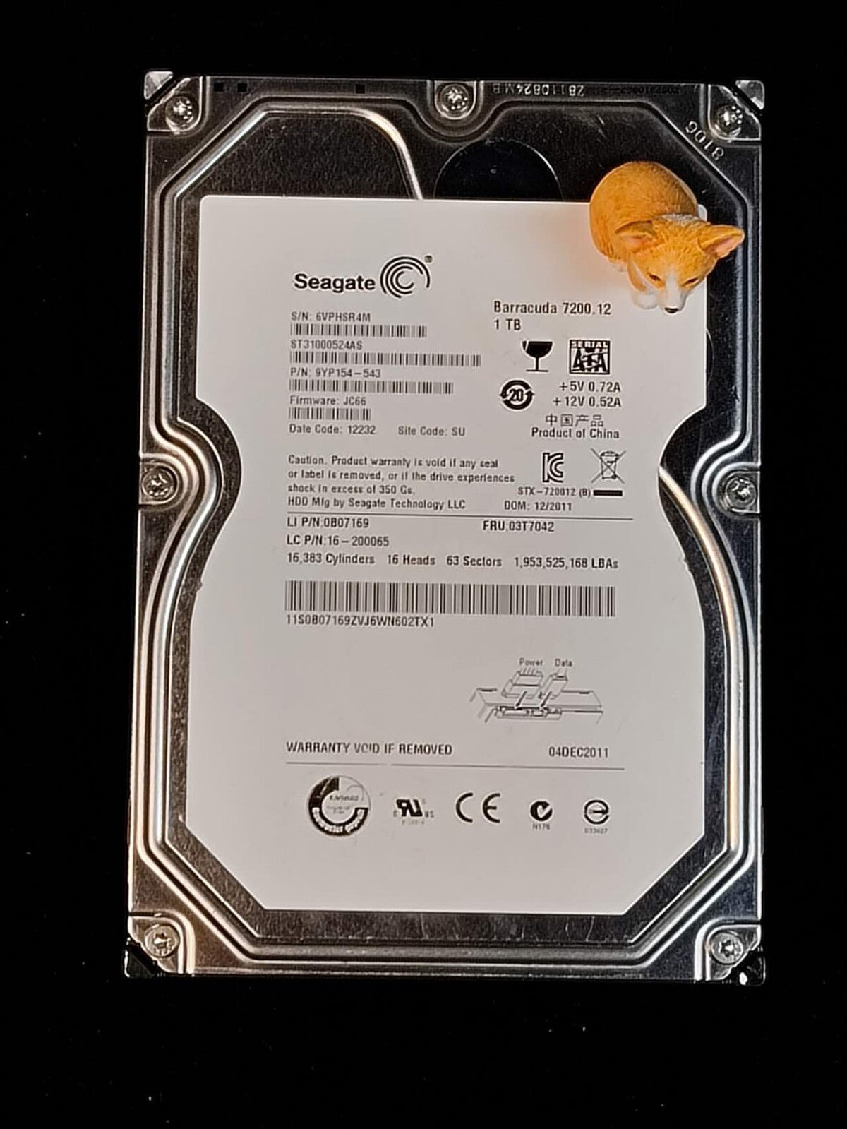 ST31000524AS SEAGATE BARRACUDA 1TB 7.2K 6G SATA 3.5" LFF INTERNAL HDD