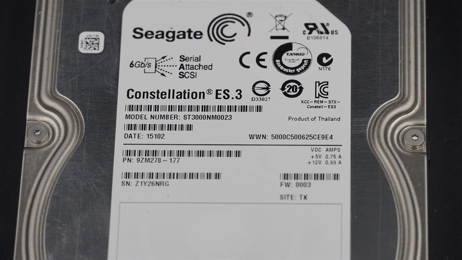 SEAGATE CONSTELLATION ST3000NM0023 3TB SAS 6GB/S 7.2K 3.5" SERVER HARD DRIVE