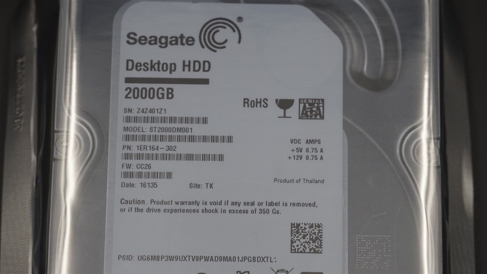 ST2000DM001 SEAGATE BARRACUDA 2TB SATA III 7.2K 6GB/S 3.5" HARD DRIVE PC DESKTOP