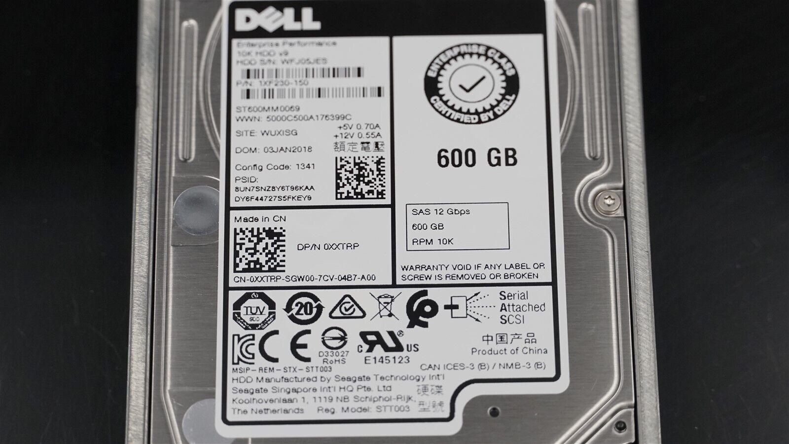 DELL 0XXTRP XXTRP ST600MM0069 1XF230-150 600GB 10K 12Gb/S 2.5" SAS HDD W/CADDY