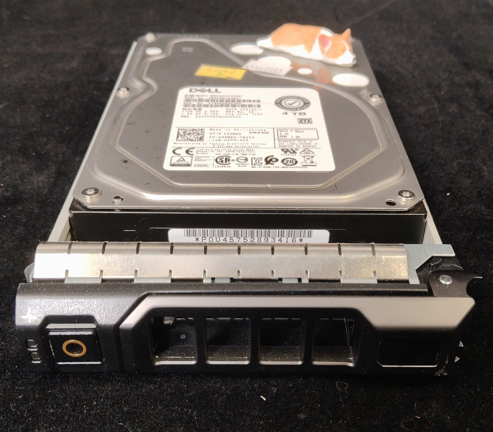 95M6K DELL TOSHIBA 4TB 7.2K 6G SATA 3.5" LFF HDD MG04ACA400NY 095M6K W/F238F