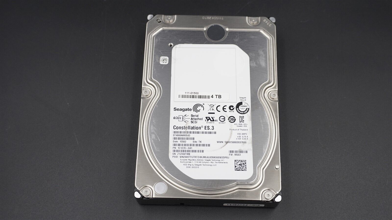 ST4000NM0043 1C1270-041 SEAGATE 4TB 7200RPM LFF 3.5" SAS ENTERPRISE HARD DRIVE