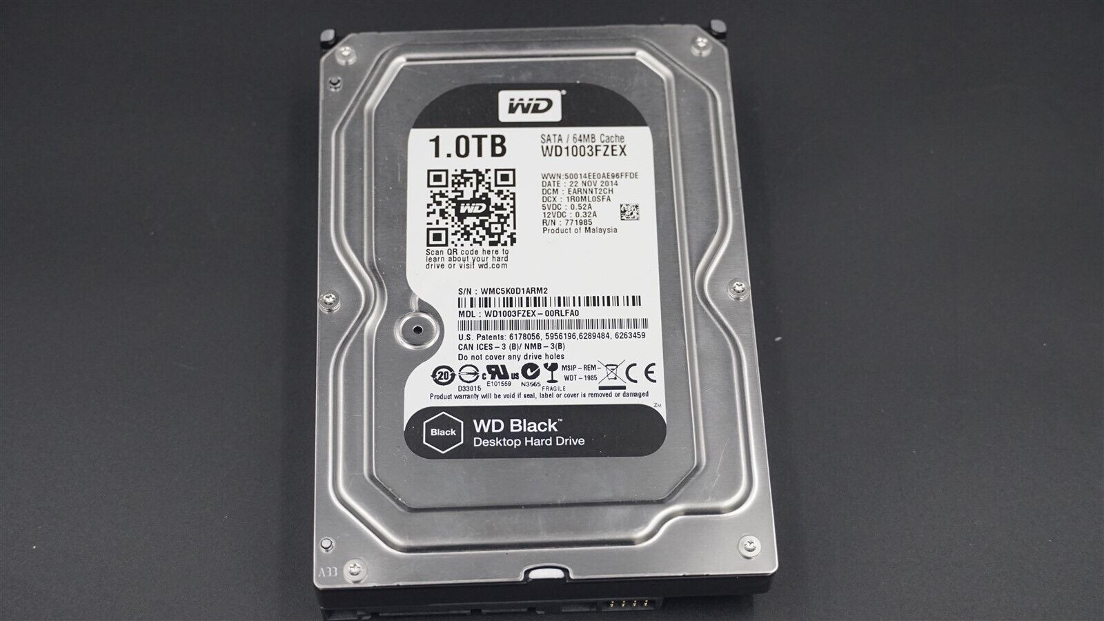 WD1003FZEX WD WESTERN DIGITAL CAVIAR BLACK 1TB 7200RPM SATA III 3.5" INTERNAL HD