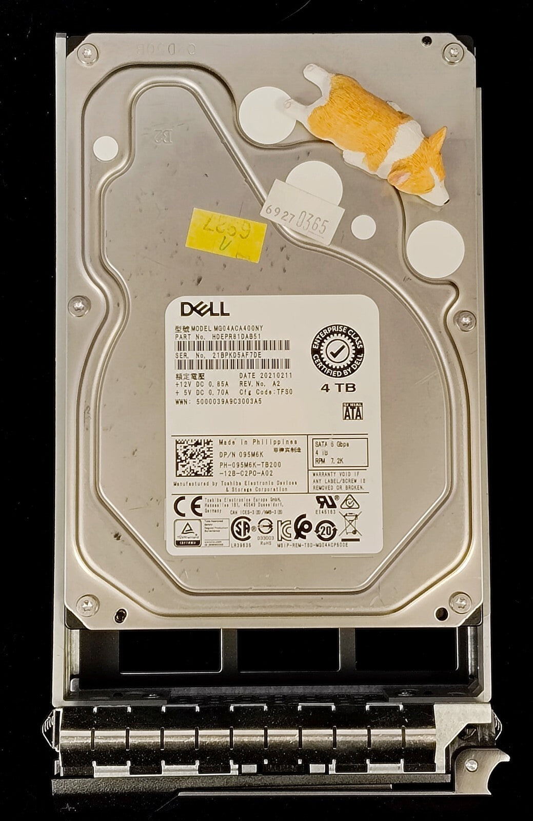 95M6K DELL TOSHIBA 4TB 7.2K 6G SATA 3.5" LFF HDD MG04ACA400NY 095M6K W/F238F