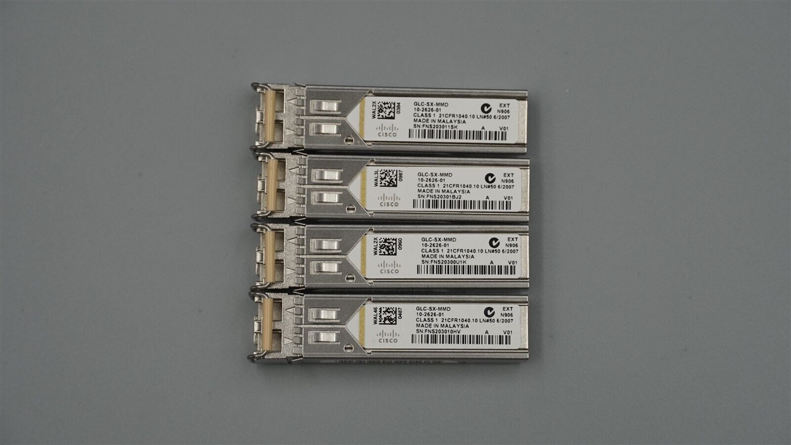 LOT OF 4 CISCO GLC-SX-MMD 10-2626-01 1000BASE-SX SFP TRANSCEIVER MODULE