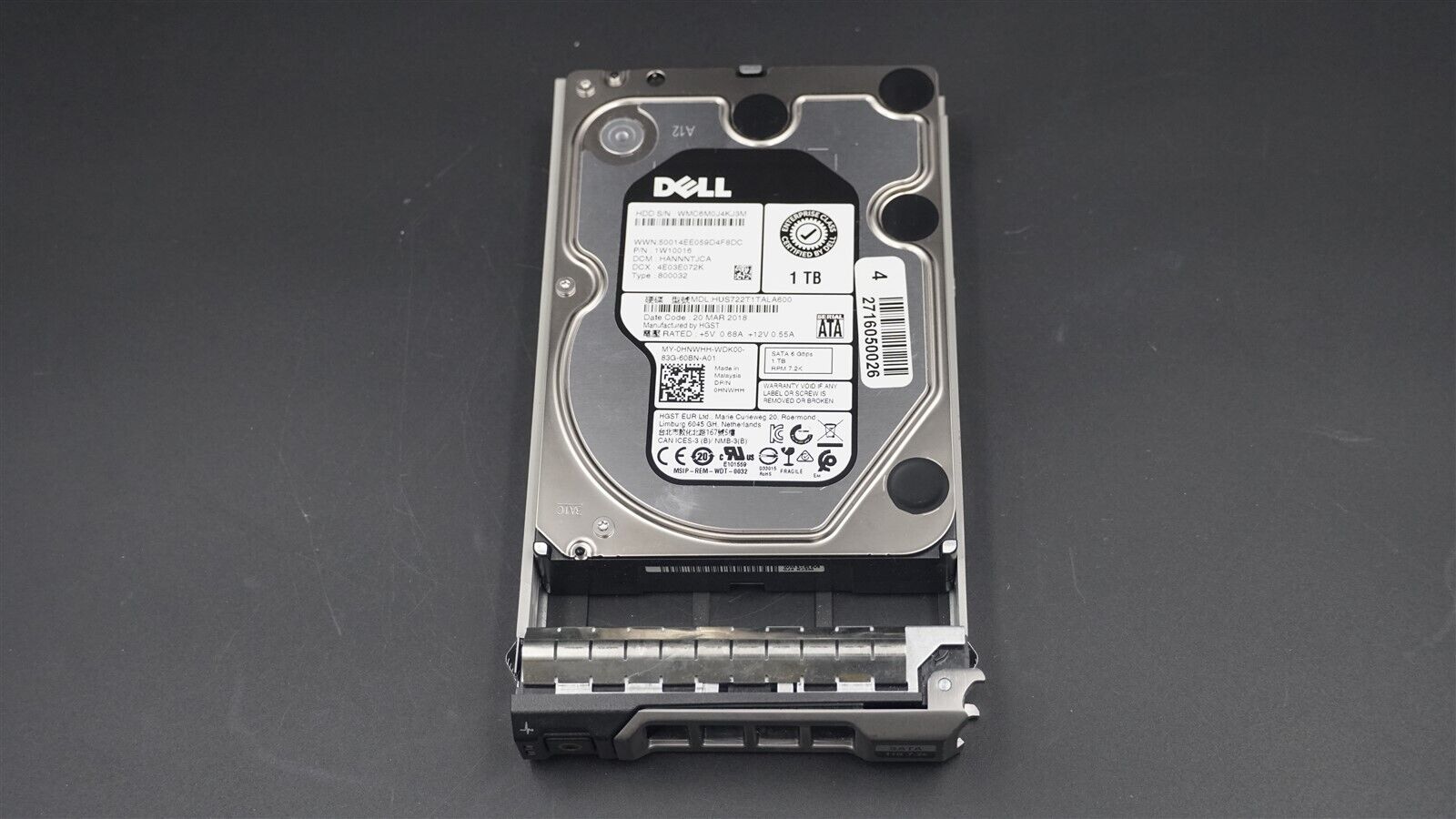 DELL HNWHH 0HNWHH HUS722T1TALA600 1TB SATA 6GB/S 7.2K 3.5" HARD DRIVE W/ CADDY