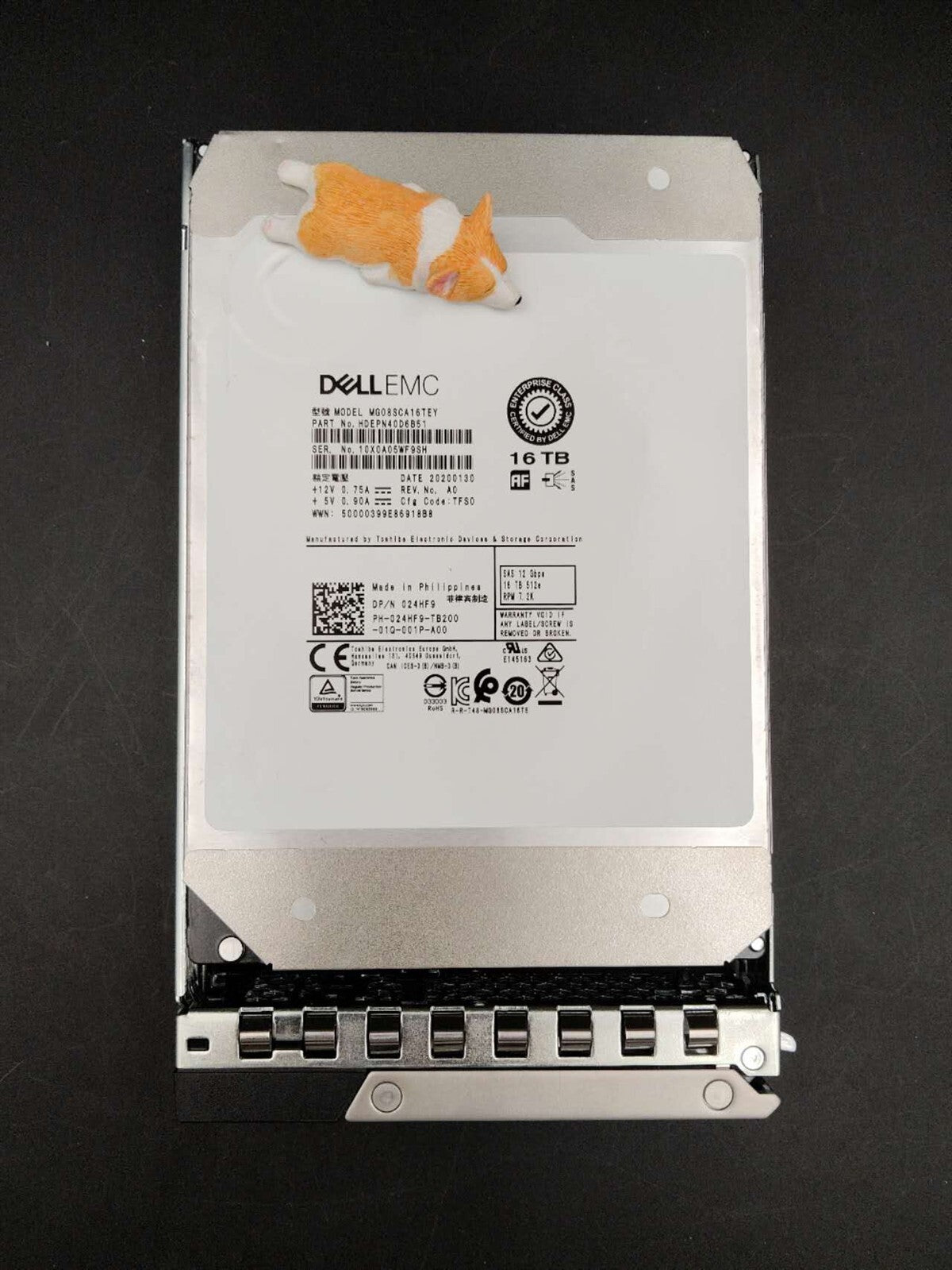 24HF9 024HF9 MG08SCA16TEY DELL EMC 16TB 7.2K 12G 512E SAS 3.5" LFF HARD DRIVE