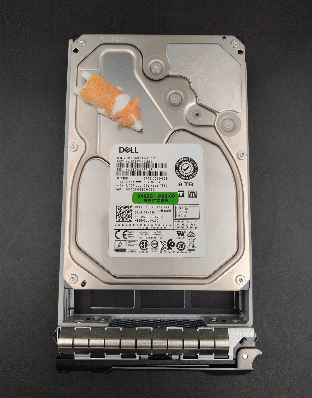 9X09C 09X09C MG06ACA800EY DELL 8TB 7.2K 6G 512E SATA 3.5" ENTERPRISE HDD W/F238F