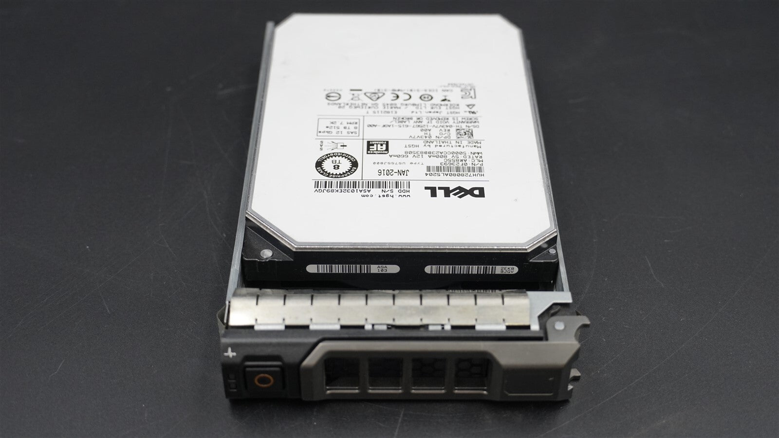 43V7V HUH728080AL5204 DELL 8TB 7200RPM LFF 3.5" SAS 12GB/S HARD DRIVE 043V7V