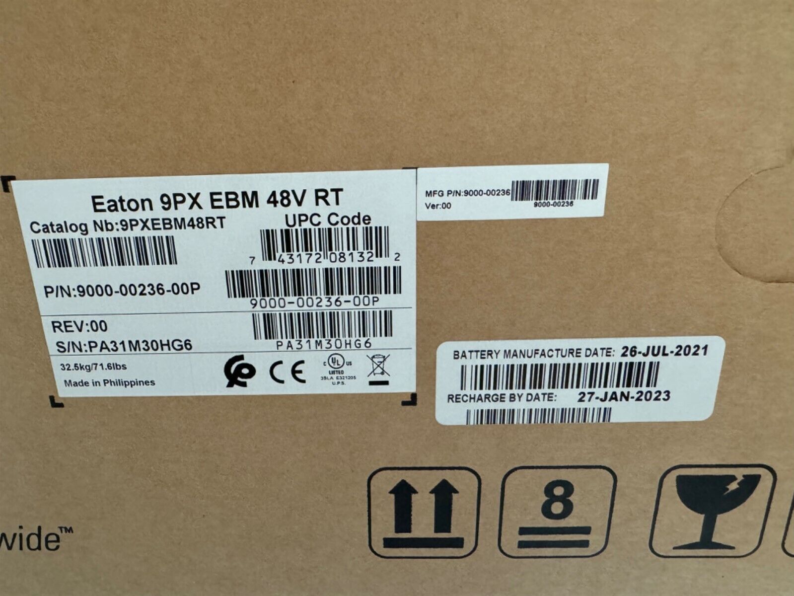 EATON 9PX EBM 48V RT EXTENDED BATTERY MODULE 9PXEBM48RT 9000-00236-00P NEW