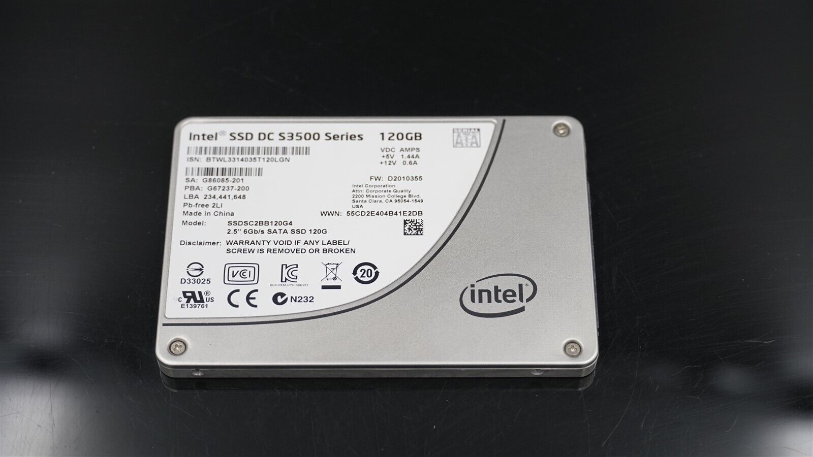 INTEL SSDSC2BB120G4 DC S3500 SERIES 2.5" 120GB 6GB/S SATA SOLID STATE DRIVE