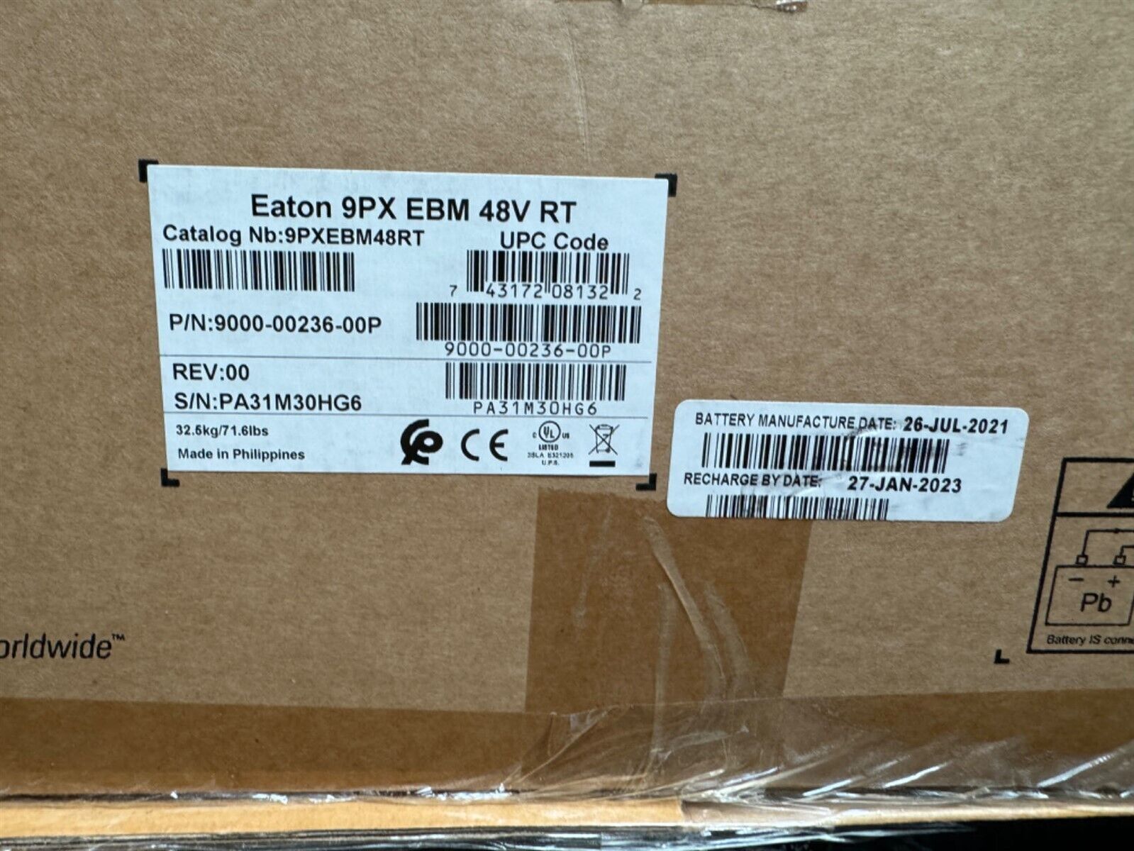 EATON 9PX EBM 48V RT EXTENDED BATTERY MODULE 9PXEBM48RT 9000-00236-00P NEW