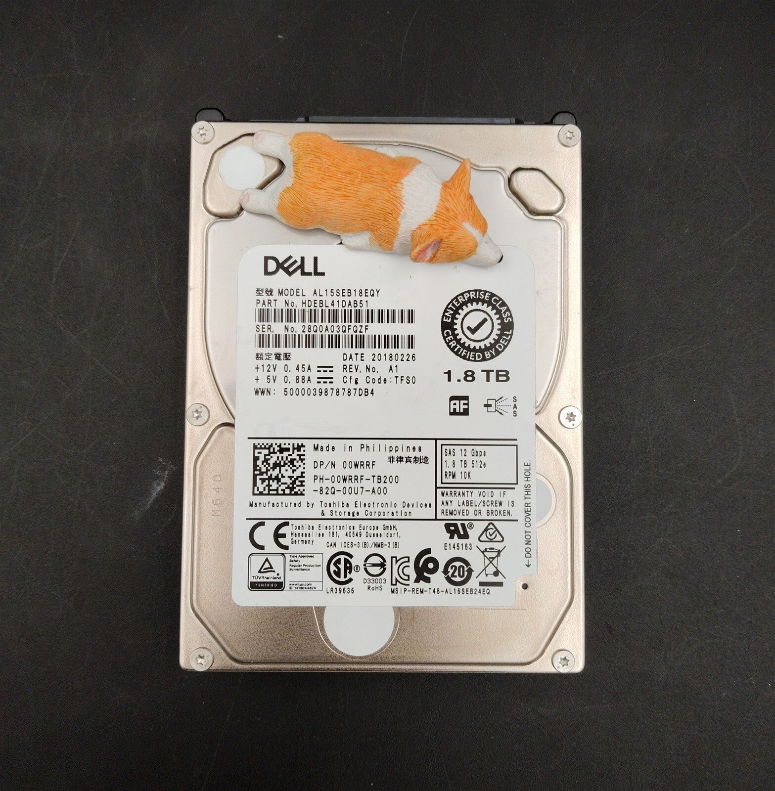0WRRF 00WRRF AL15SEB18EQY DELL 1.8TB 10K 12G 512E SAS 2.5" SFF HARD DRIVE