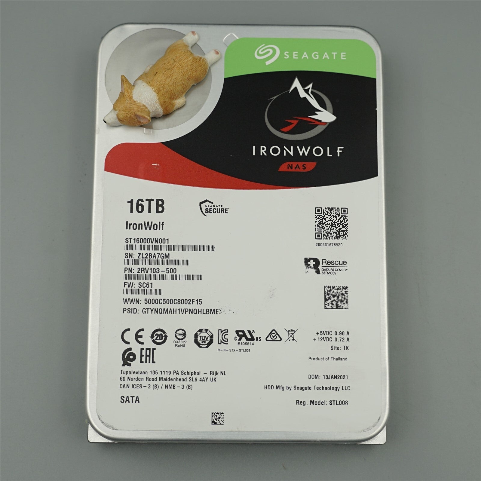 ST16000VN001 SEAGATE IRONWOLF 16TB 7.2K 256MB 6G 3.5" LFF HARD DRIVE