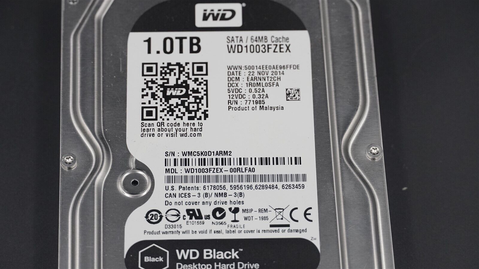 WD1003FZEX WD WESTERN DIGITAL CAVIAR BLACK 1TB 7200RPM SATA III 3.5" INTERNAL HD