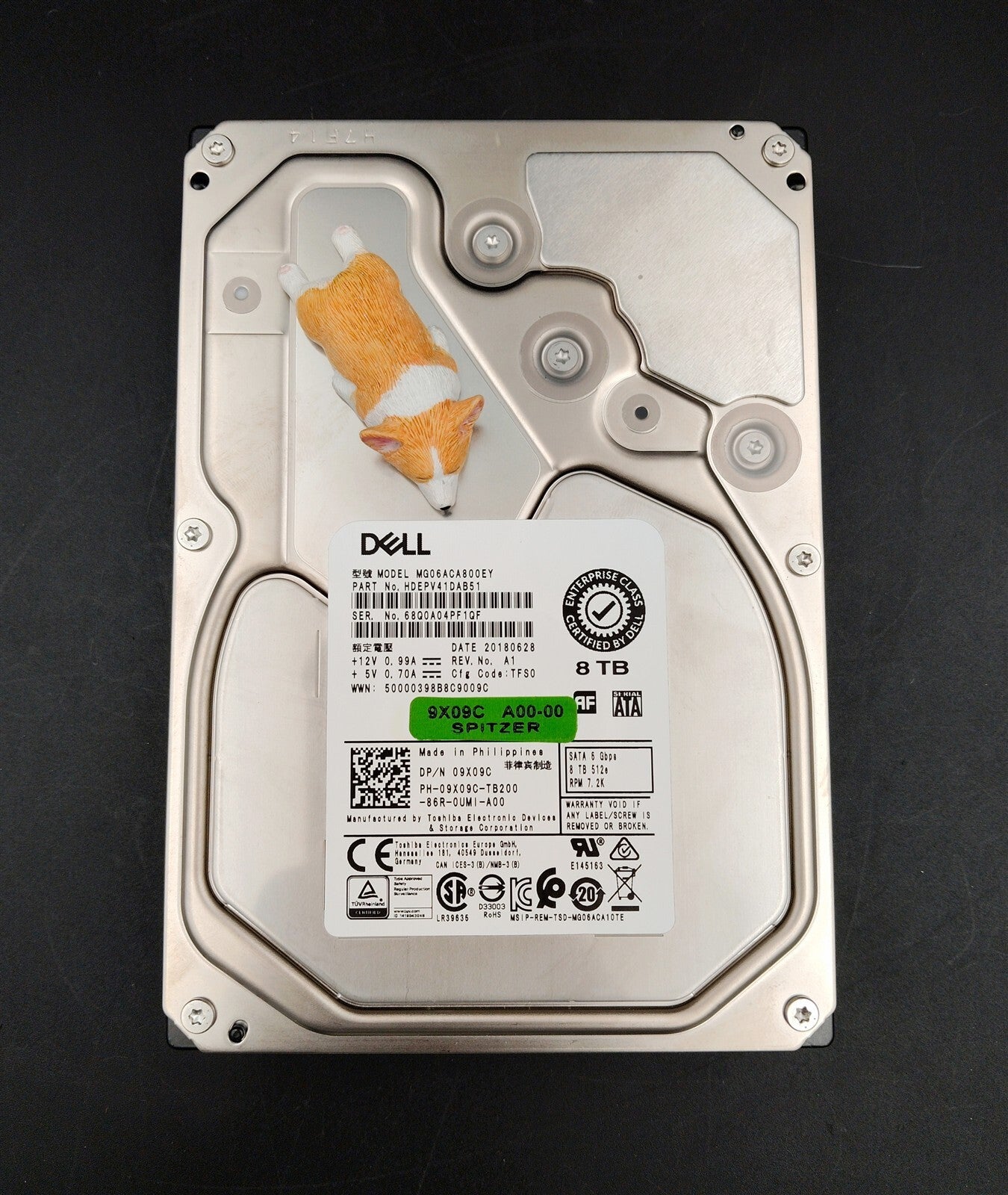 9X09C 09X09C MG06ACA800EY DELL 8TB 7.2K 6G 512E SATA 3.5" ENTERPRISE HARD DRIVE 