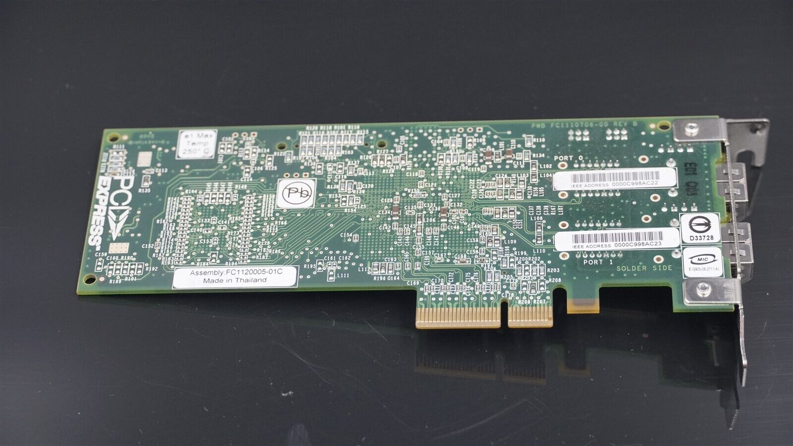 EMULEX LPE11002 DUAL PORT 4GB CHANNEL PCI-E HBA FC1120005-01C LOW PROFILE