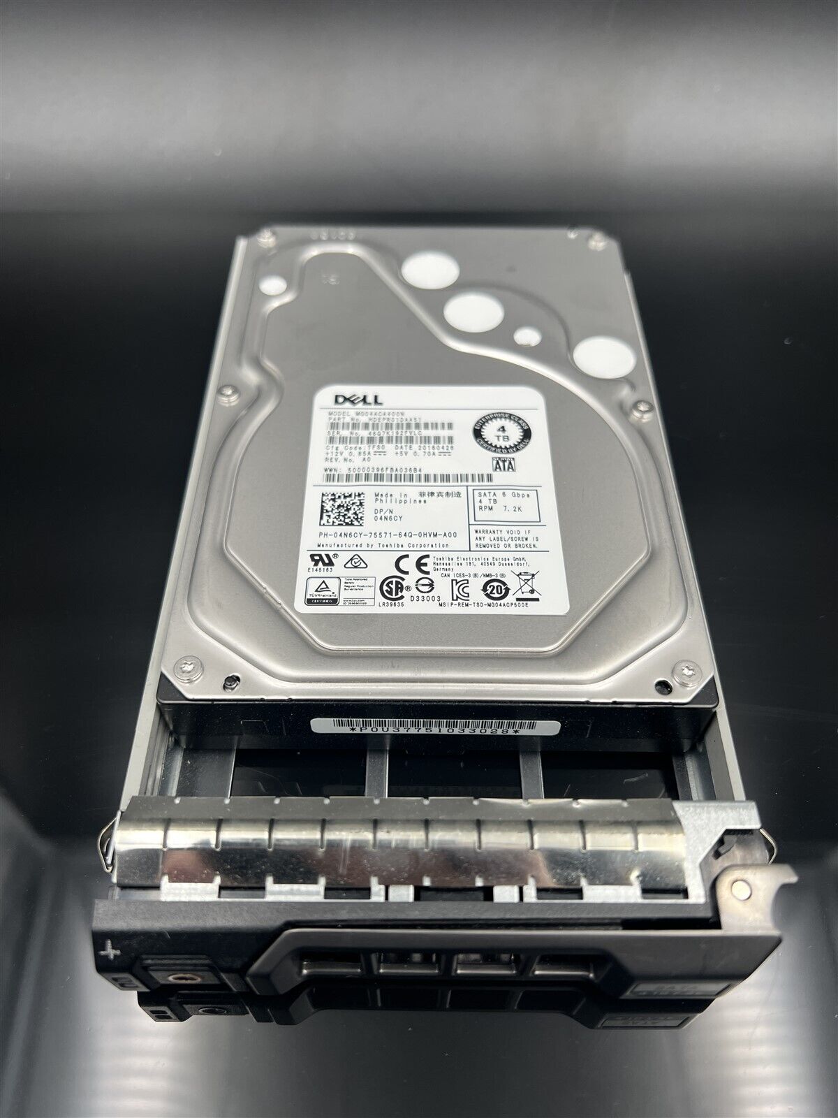 4N6CY MG04ACA400N DELL TOSHIBA 4TB 7.2K 6Gb/S 3.5 SATA WITH TRAY FOR R720 R730