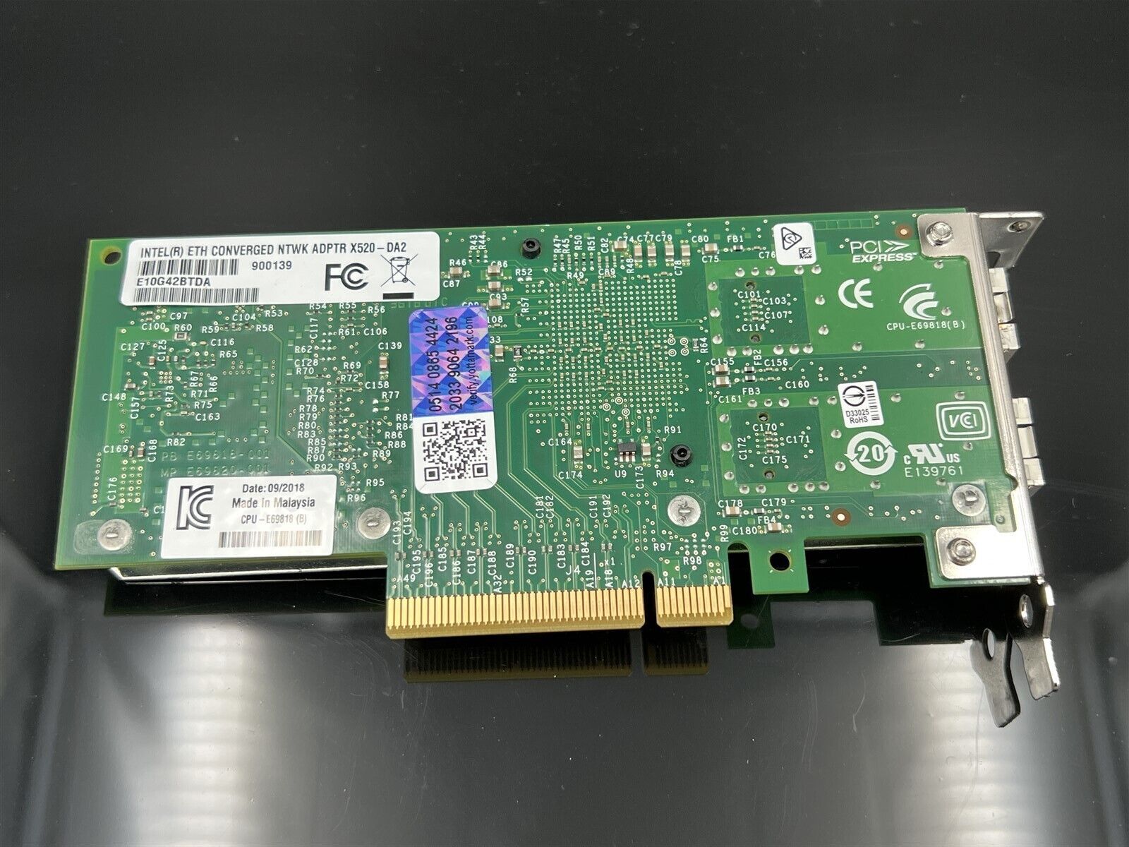 E10G42BTDA INTEL X520-DA2 10GB DUAL PORTS ETHERNET SERVER ADAPTER LOW BRACKET