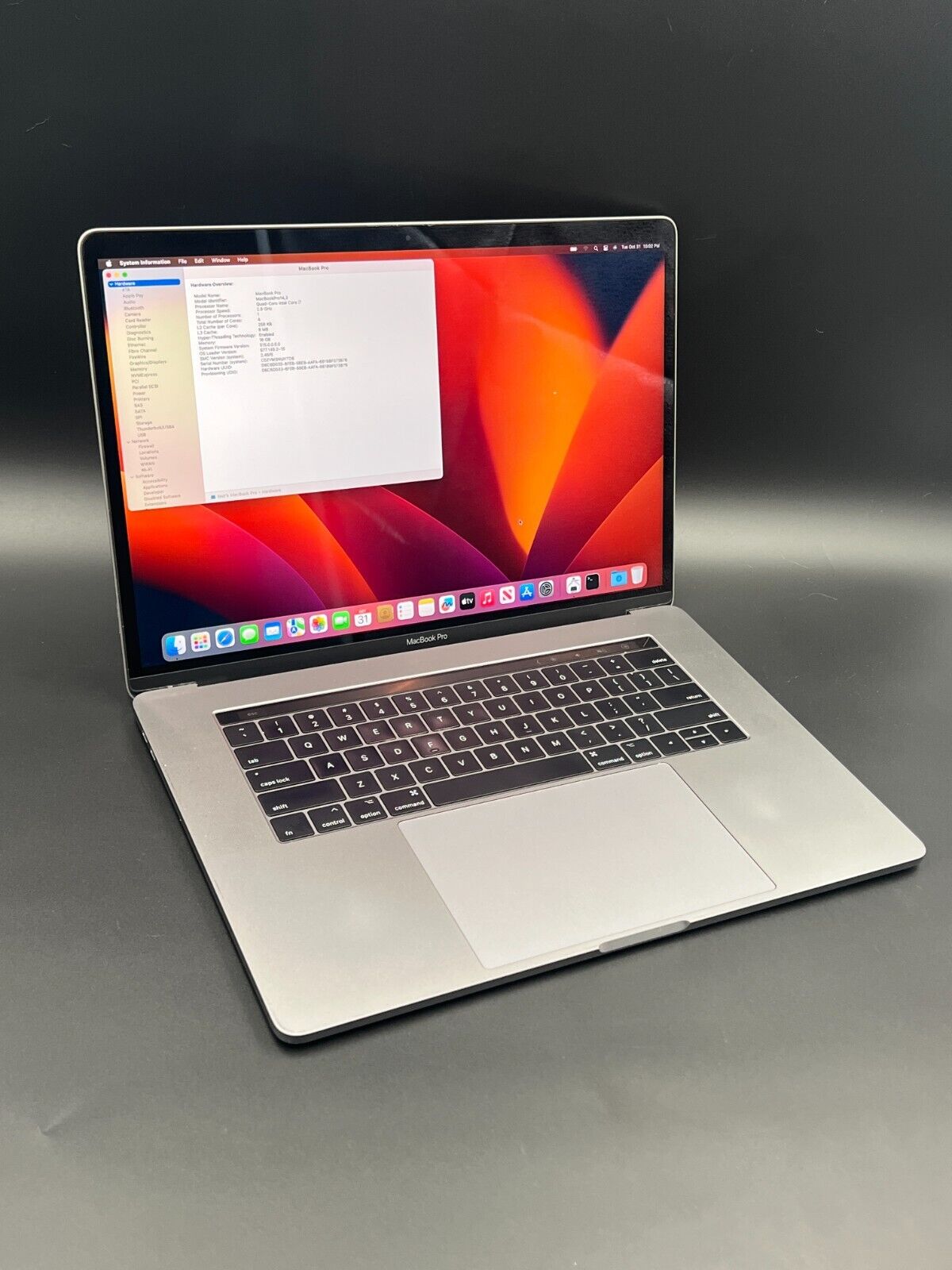 A1707 APPLE MACBOOK PRO i7 2.8GHz 16GB RAM 512GB SSD TOUCHBAR 15" 2017 VENTURA