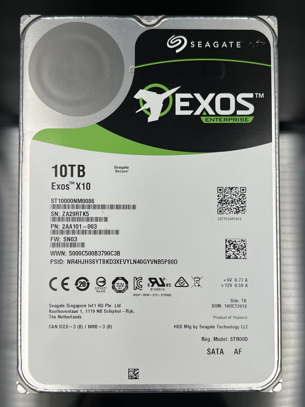 ST10000NM0086 SEAGATE EXOS 10TB 7.2K 6Gb/S 3.5" SATA ENTERPRISE