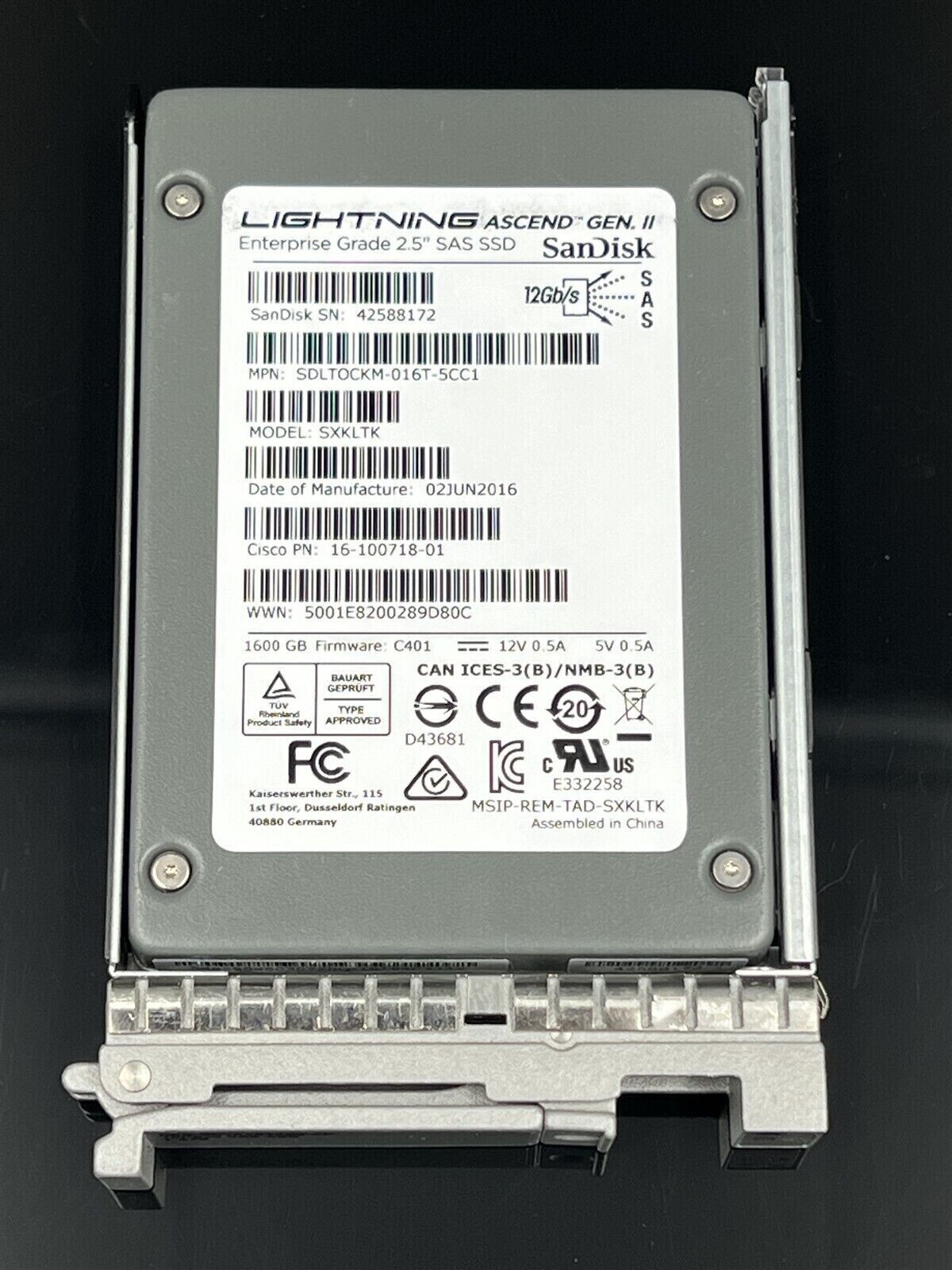 [16-100718-01] CISCO 1.6TB SAS 12G WI-1 SFF SC SSD UCS-SD16TB12S4-EP