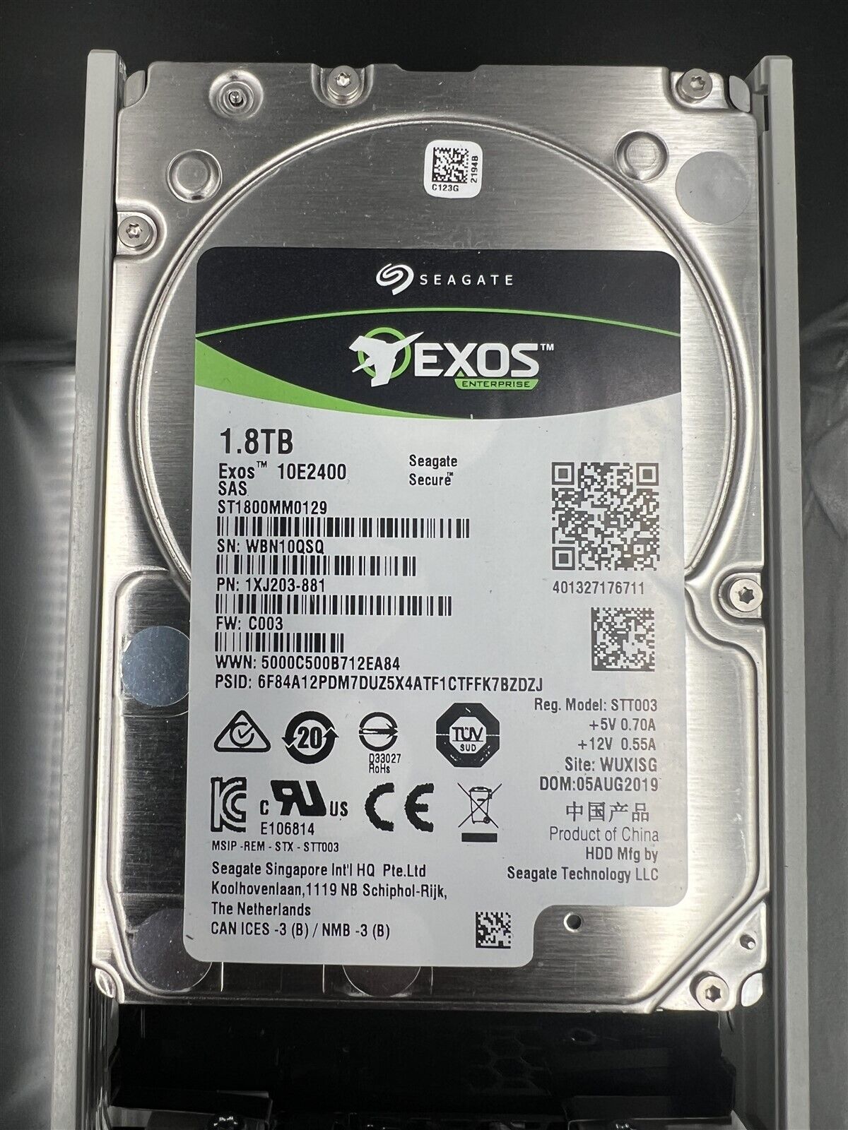 ST1800MM0129 SEAGATE EXOS 1.8TB 10K 12Gb/S 2.5" SAS WITH TRAY FOR R620 R630 R640