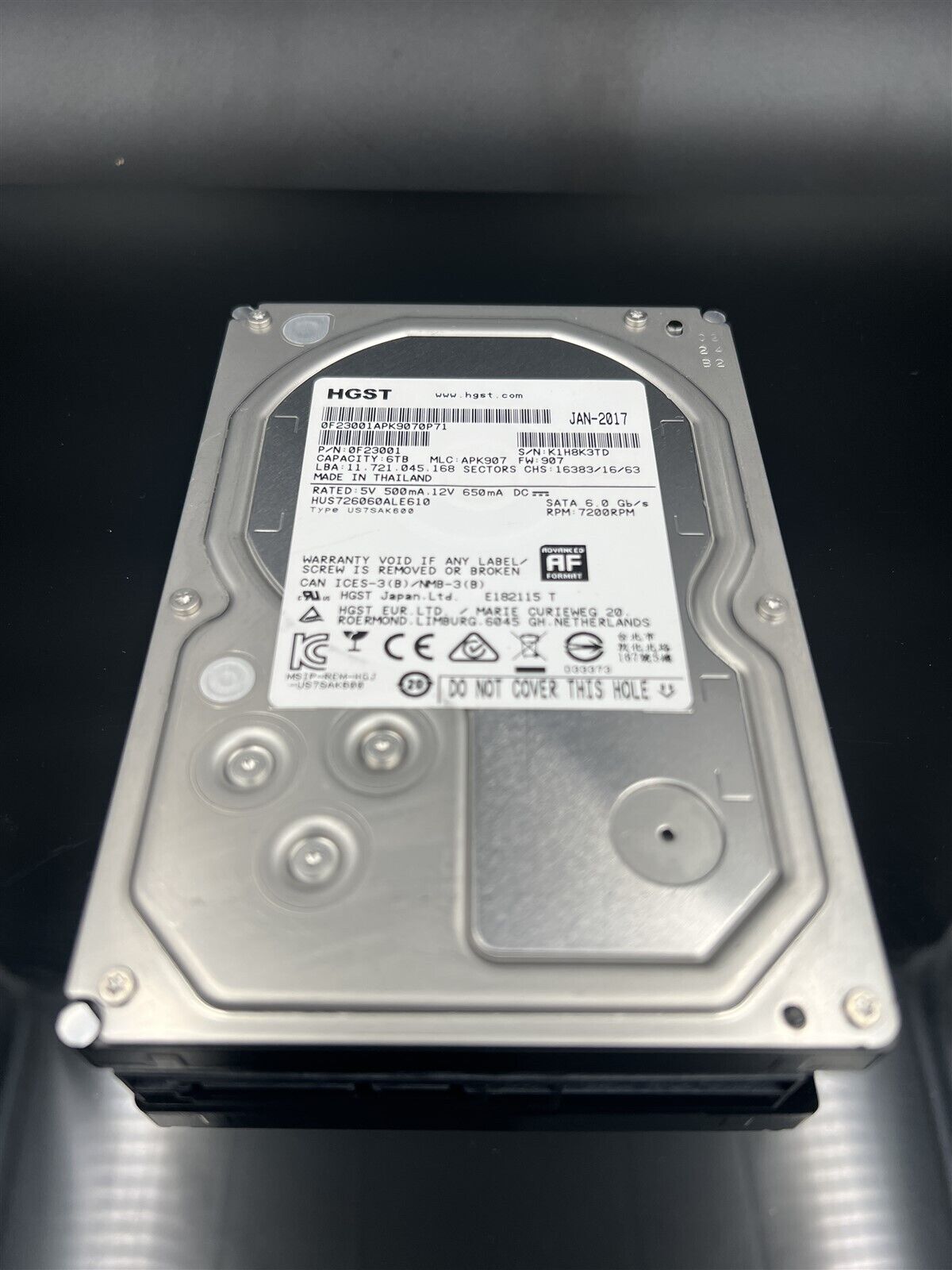 HUS726060ALE610 HGST 6TB 6Gb/S 7.2K 0F23001 3.5" SATA ENTERPRISE HARD DRIVE