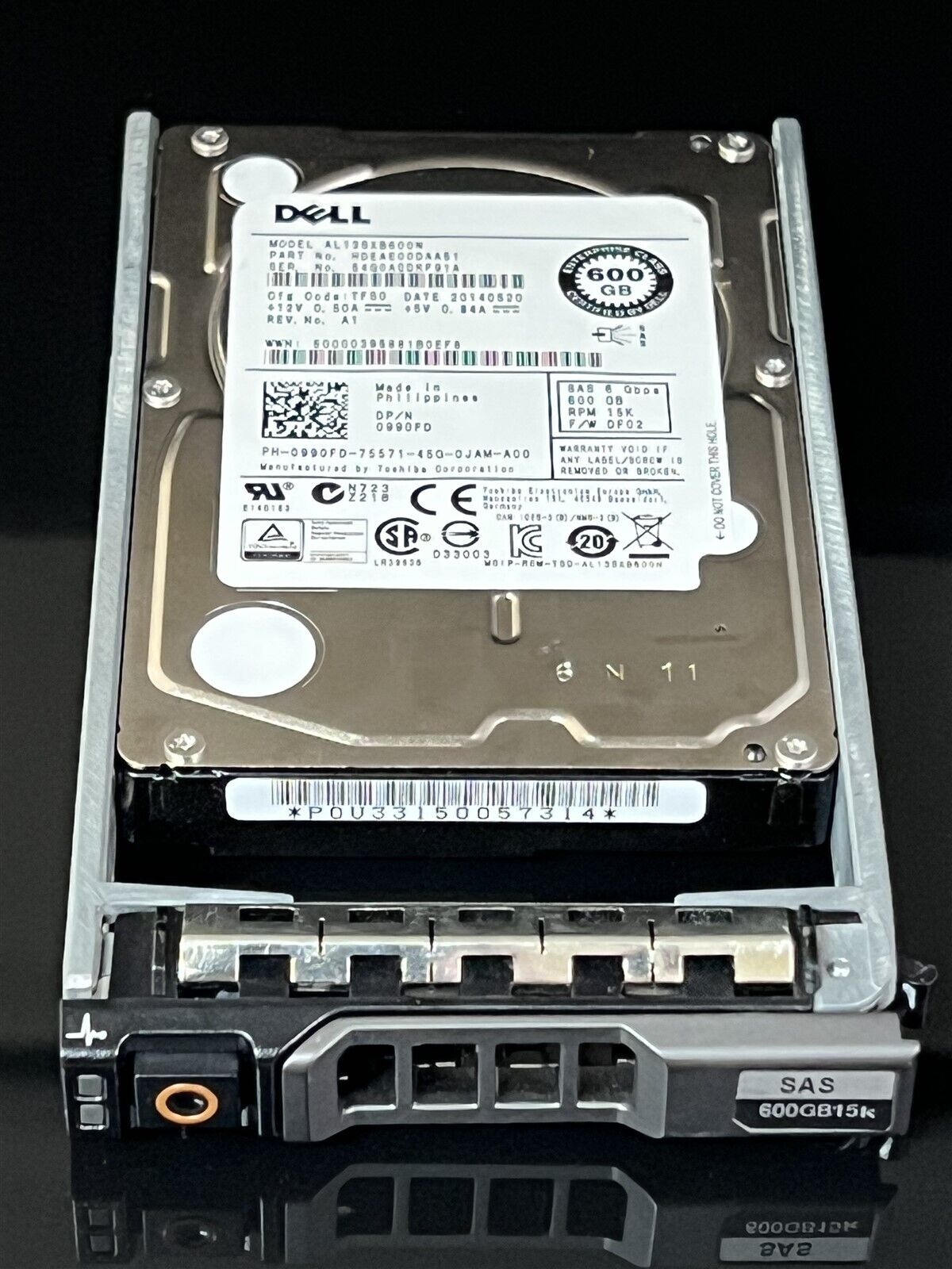 990FD Dell AL13SXB600N SAS 6 Gbps RPM 15k 600GB 2.5" Enterprise Hard Drive W/Tra