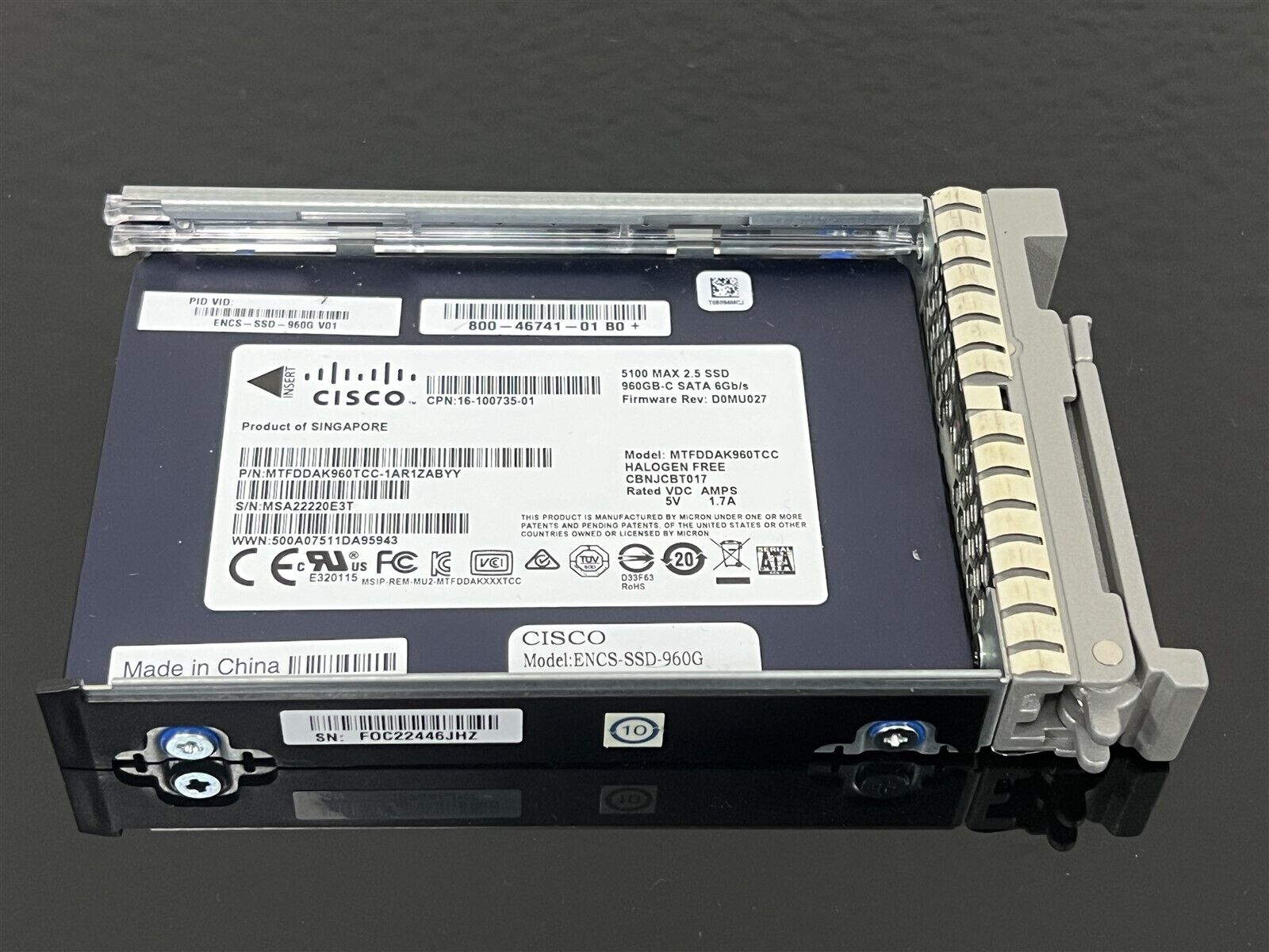 ENCS-SSD-960G MTFDDAK960TCC CISCO MICRON 5100MAX 960GB 2.5" SATA SSD SOLID STATE